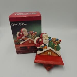 Vintage Trim a Home Cast‎ Iron and Resin Stocking Holder Santa on House
